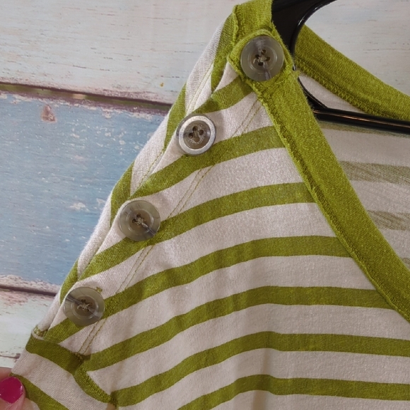 Aerie Casual Striped Shirt in Green and White - Picture 3 of 6